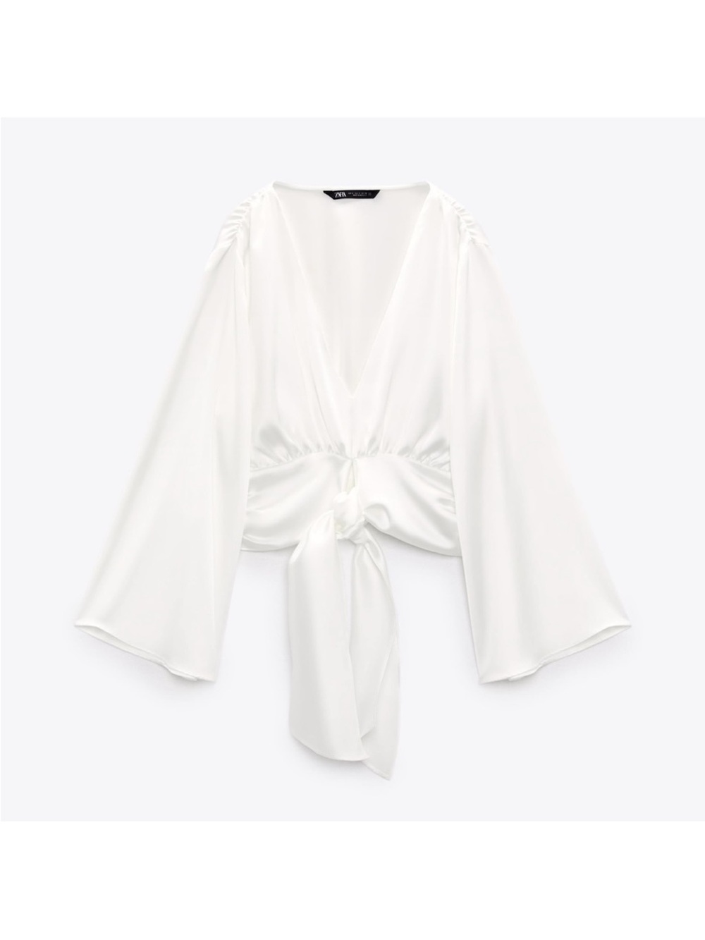 Zara Satin Tie Knot Silk Blouse Top